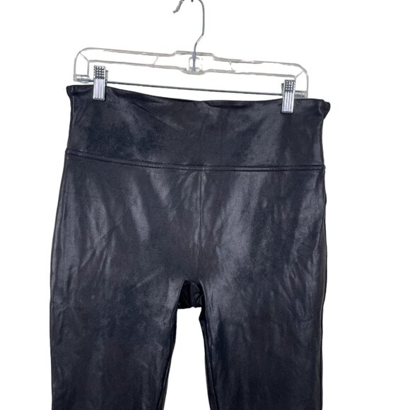 SPANX BLACK Faux Leather Leggings Size 1X - Picture 2 of 12